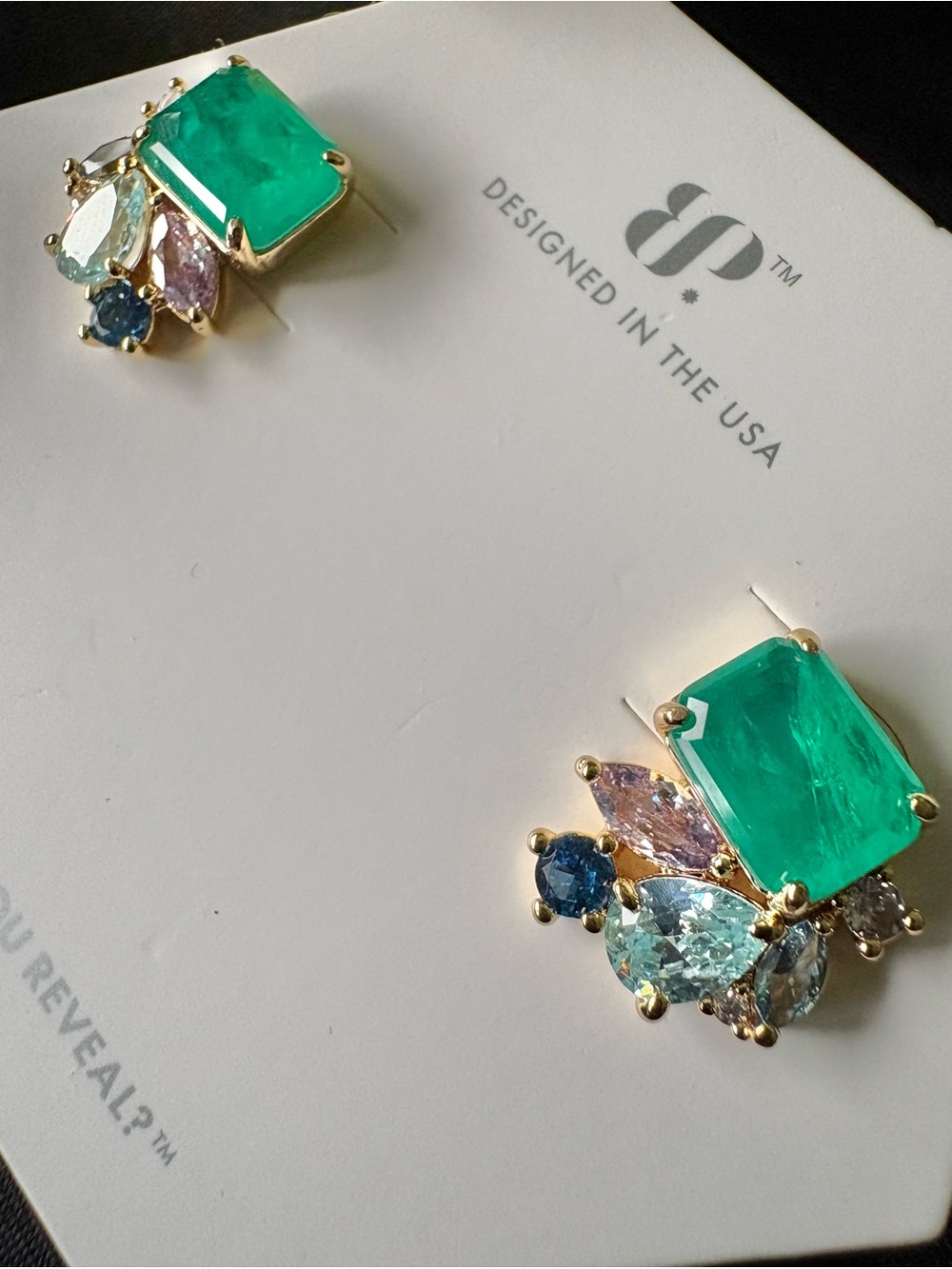 BP. Emerald Cluster Stud Earrings in Green by BP.